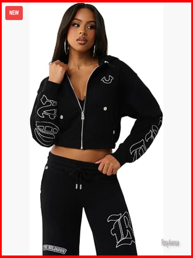 Horseshoe Appliqu Zip Hoodie Soft Cotton Blend